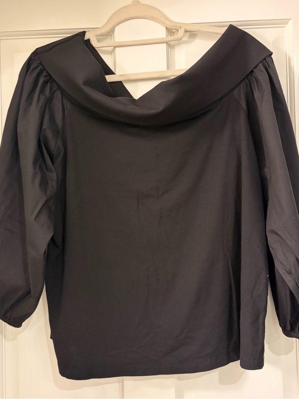 Chico's Black Off-the-Shoulder Puff Sleeve Top